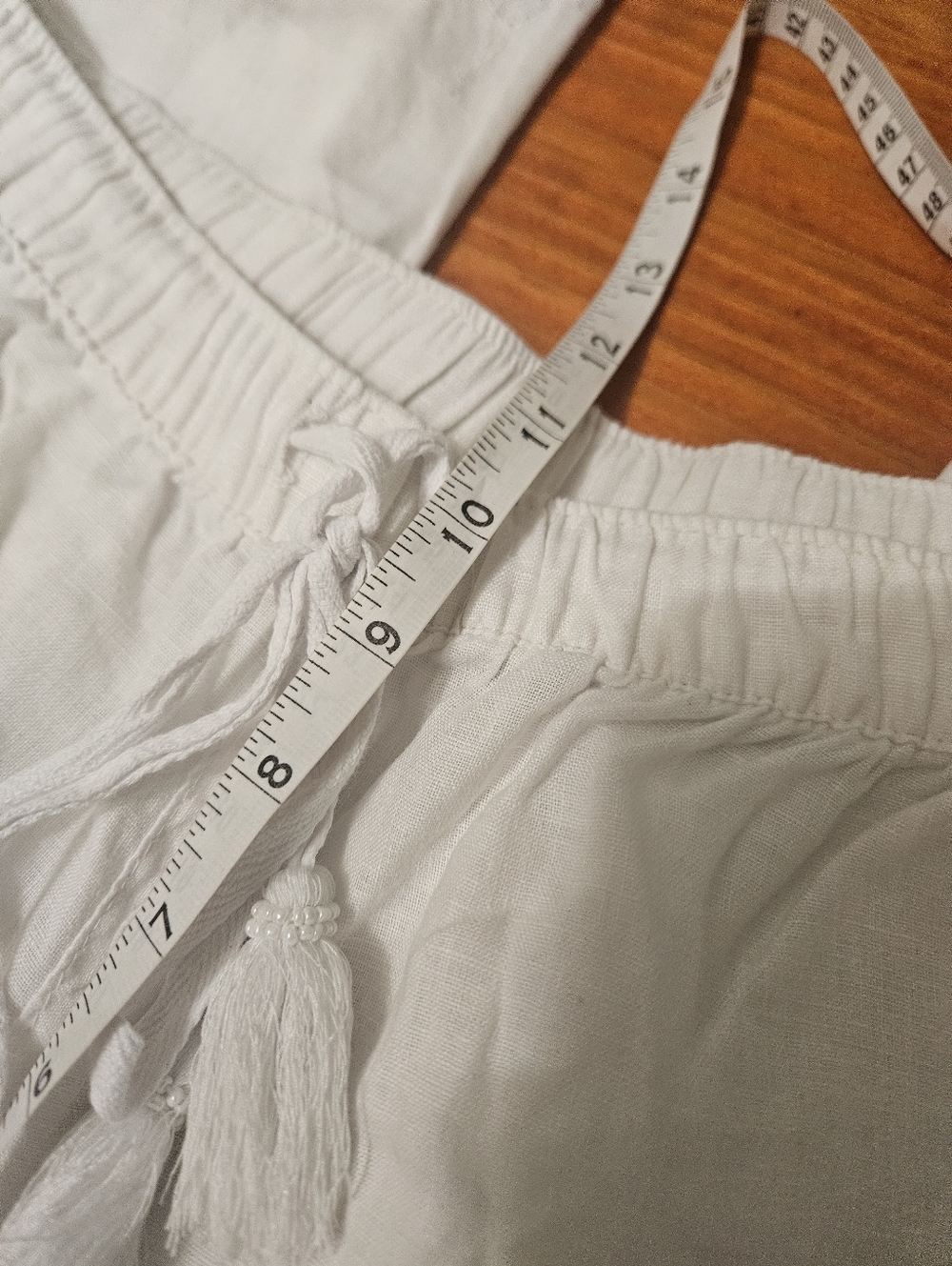 Rachel Ashwell 100% Linen White Casual Pants With Lasercut Bottom Hem Detail Med - Picture 8 of 9